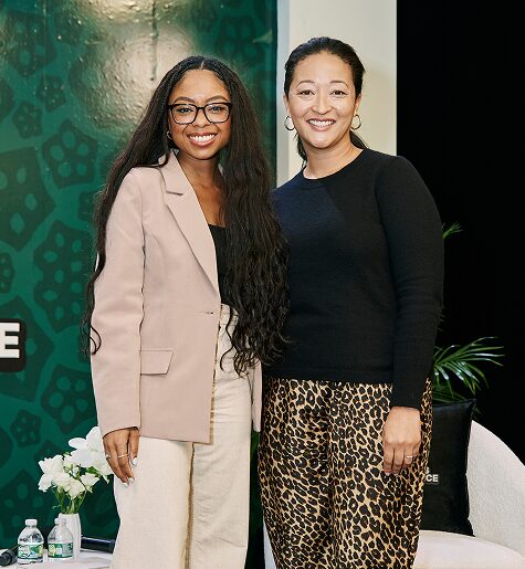 Two guests smiling together at an EatOkra Culinary Creatives event